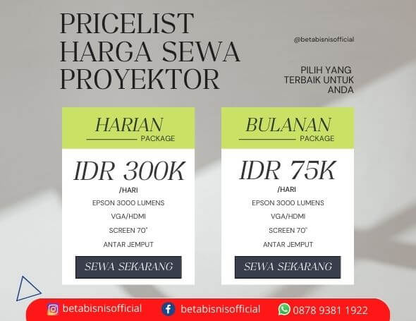 Temukan tarif sewa proyektor per jam